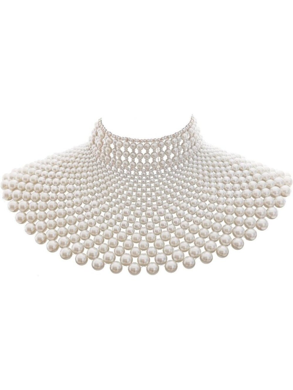 Handmade Beaded Bib Necklace - Egyptian Pearl Collar Choker for Women’s Fashion